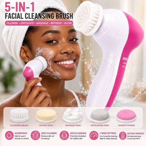 5-in-1 Electric Facial Cleansing Brush Waterproof