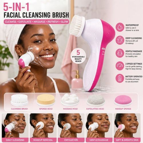 5-in-1 Electric Facial Cleansing Brush Waterproof